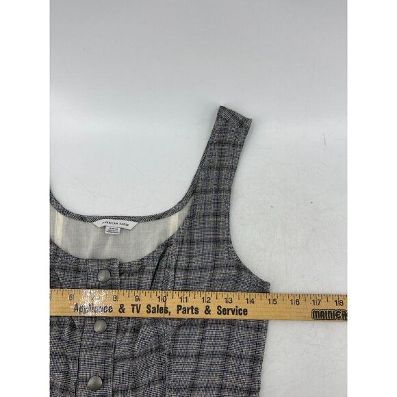 American Eagle Women's Gray Plaid Sleeveless Snap Front Dress Size Small - Picture 11 of 15